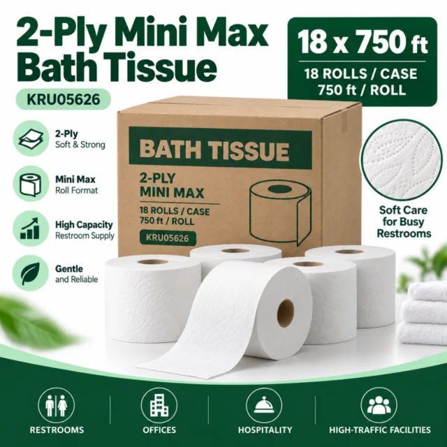 Bath Tissue – 2-Ply – Mini Max - 18 Rolls × 750ft - KRU05626