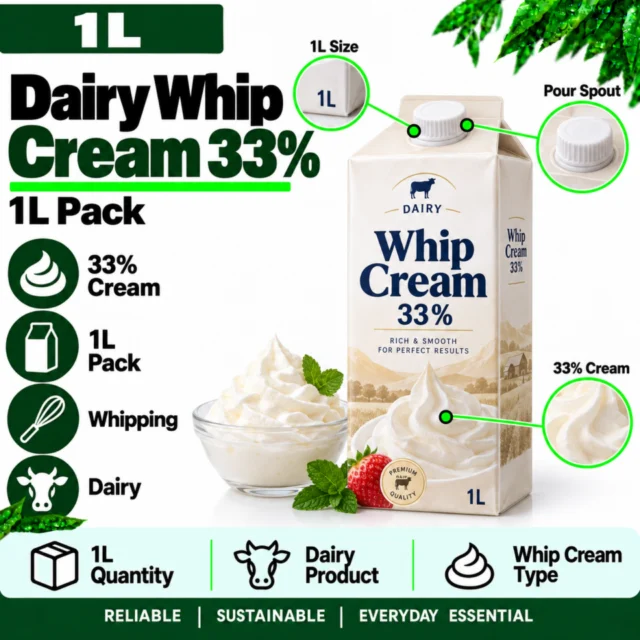 Dairy Whip Cream - 33% 1L Pack