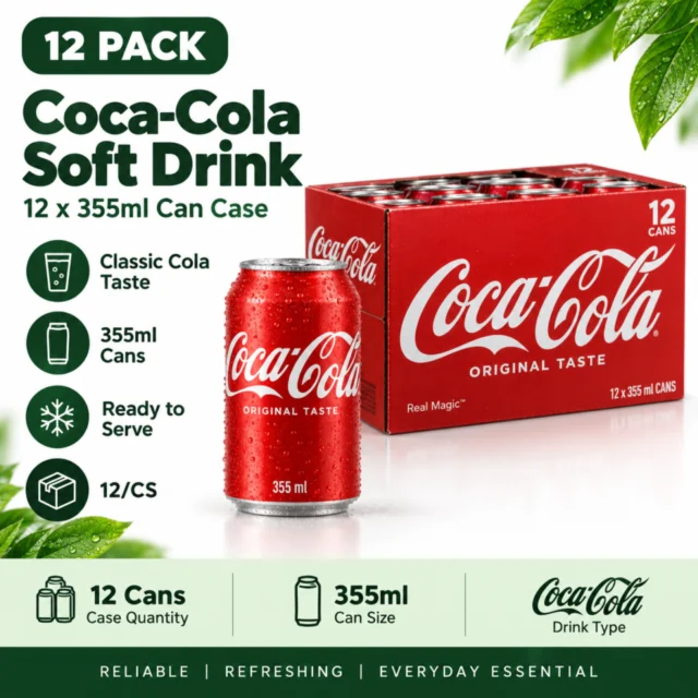 Coke / Coca Colla Soft Drink - 12x355ml Can Case
