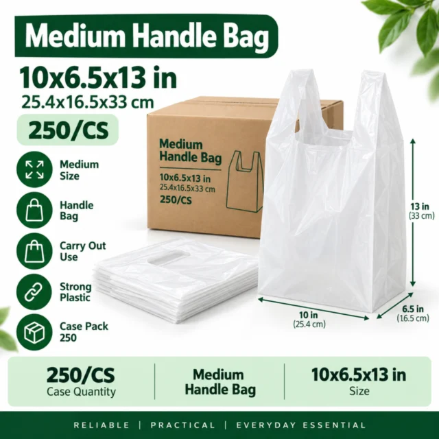 Medium Size Handle Bag 10x6.5x13 / 25.4x16.5x33cm 250/CS
