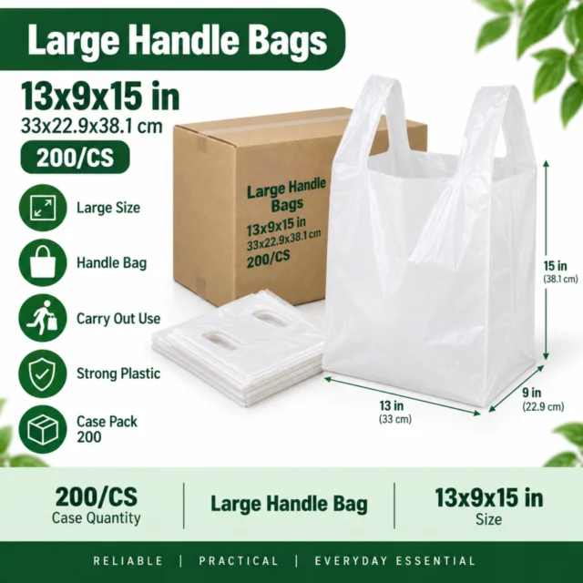Large Size Handle Bags 13x9x15" / 33x22.9x38.1cm 200/CS