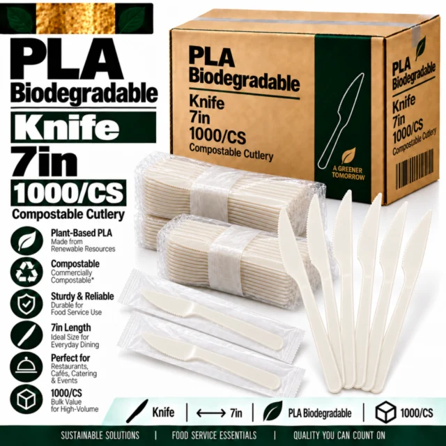 PLA Biogradable Knife - 7in - 1000/CS