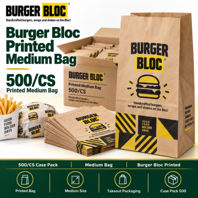 Burger Bloc Printed Medium Bag - 500/CS