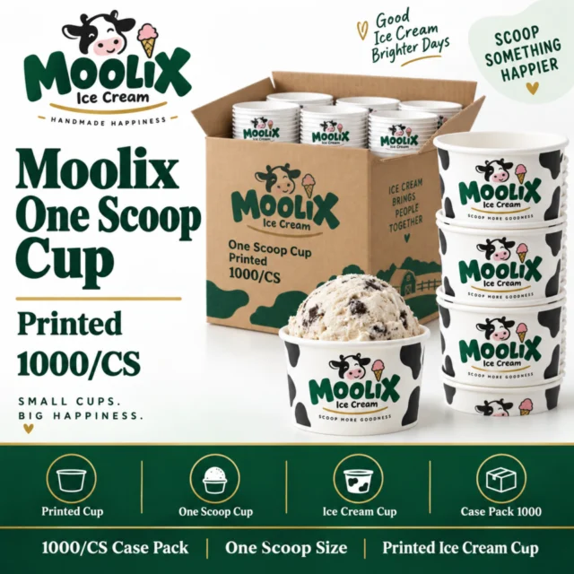 Moolix One Scoop Cup - Printed - 1000/CS