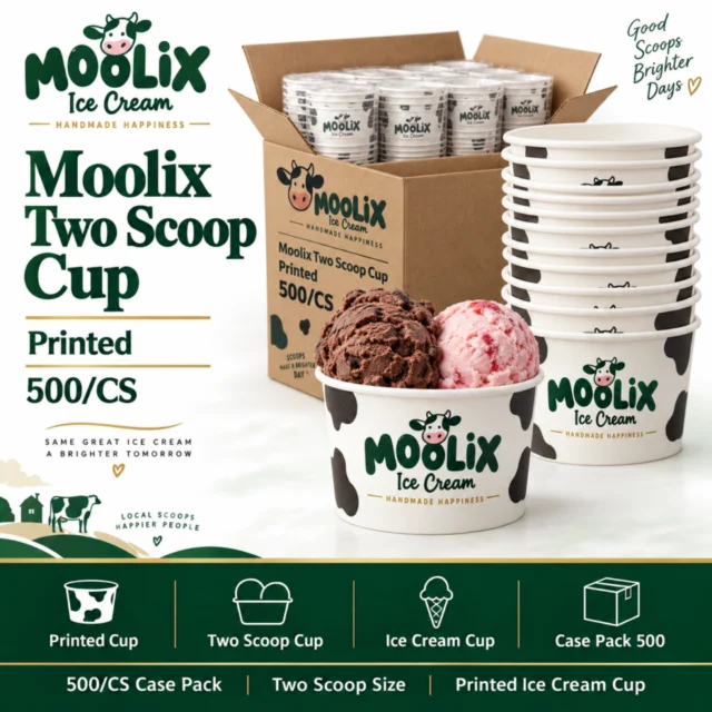 Moolix Two Scoop Cup - Printed - 500/CS