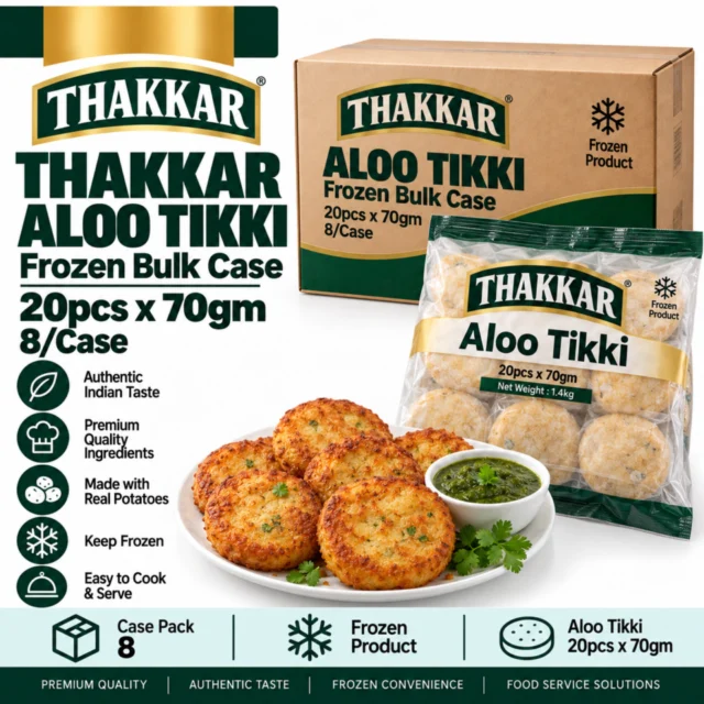 Thakkar Frozen Aloo Tikki Bulk Case - 20pcs x70gm - 8/Case