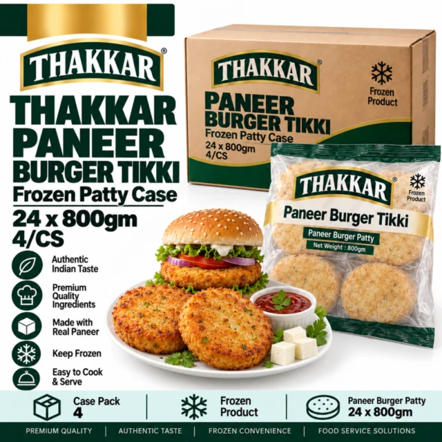 Thakkar Frozen Panner Burger Tikki / Patty Case - 24x800gm - 4/CS