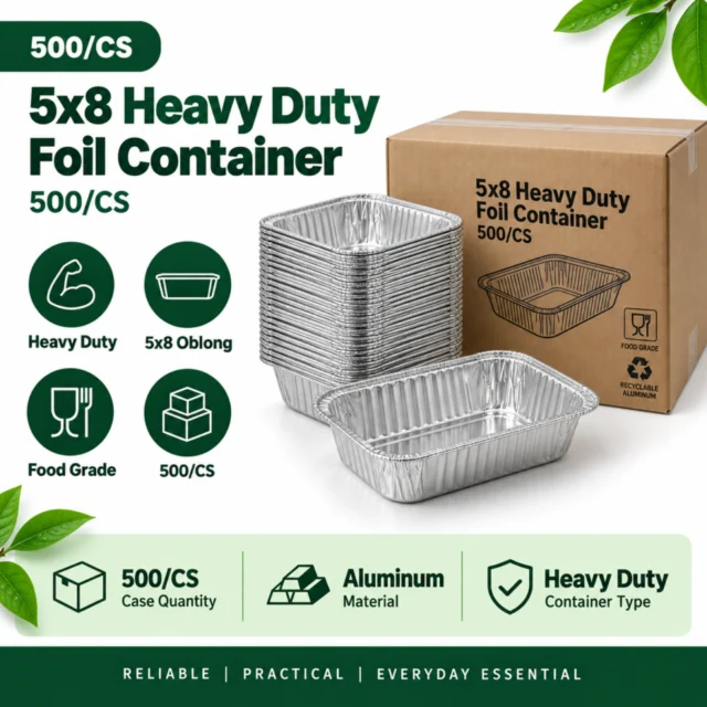 5x8" Aluminium Heavy Duty Foil Container / Pan Case - 500/CS