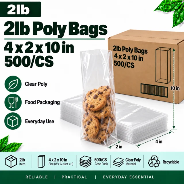 2lb Poly Bags 4x2x10" 500/CS