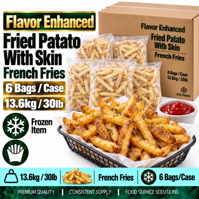 Flavor Enhanced Fried Patato With Skin / French Fries Case - 6 bags / Case (13.6kg/30lb)