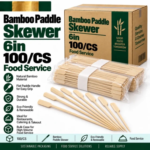 Bamboo Paddle Skewer - 6in Case - 100/CS