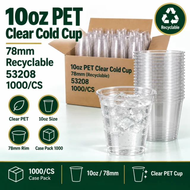 10oz Pet Clear Cold Cup Case- 78mm (Recyclable) - 53208 - 1000/CS
