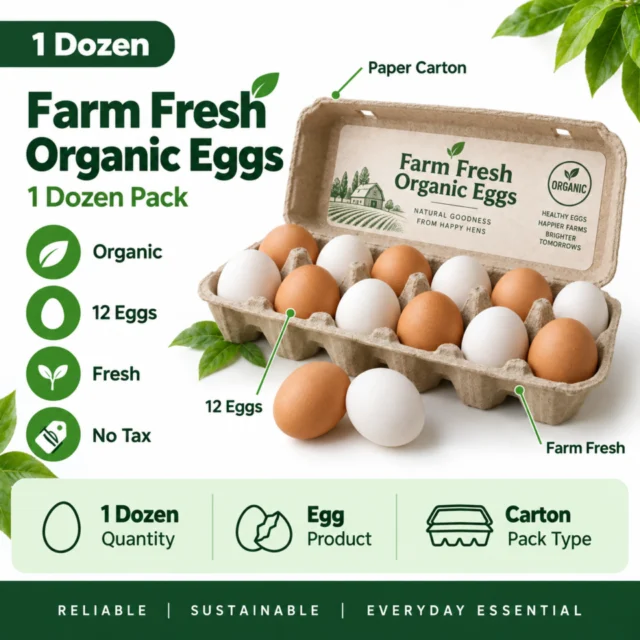 Farm Fresh Organic Eggs - 1 Dozen Pack