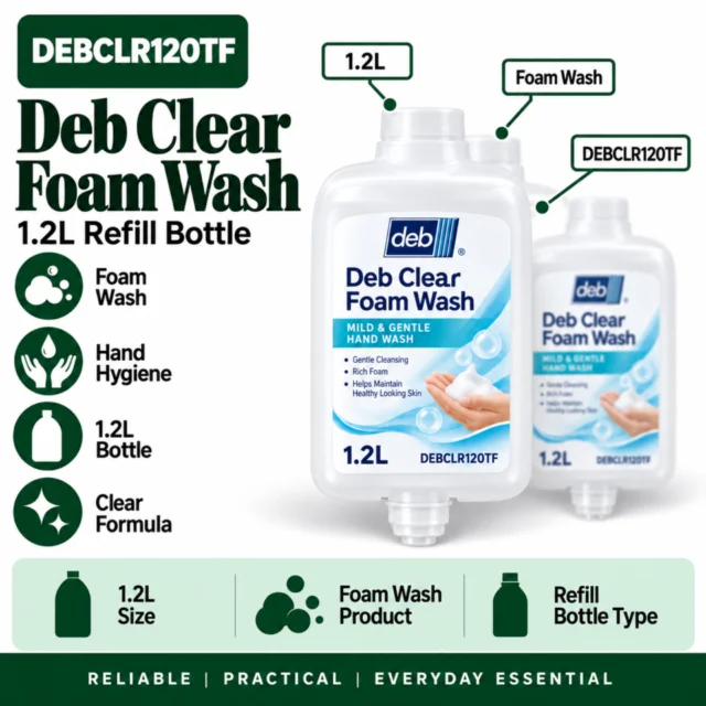 Deb Clear Foam Wash - 1.2L Bottle (3/Case) - DEBCLR120TF