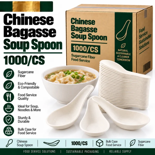 Chinese Bagasse Soup Spoon - 1000/CS