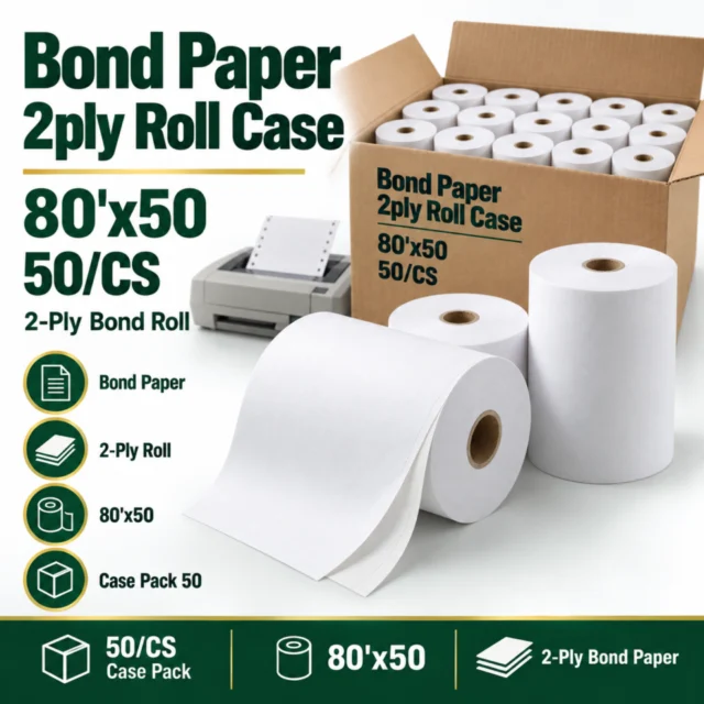 Bond Paper 2ply Roll Case - 80'x50 - 50/CS