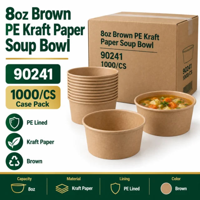 8oz Brown PE Kraft Paper Soup Bowl - 90241 - 1000/CS