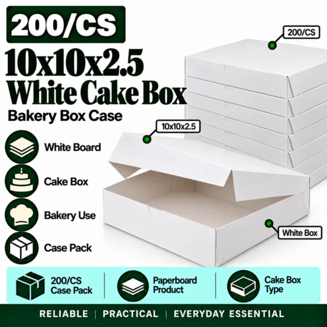 10x10x2.5 White Cake Box - 200/CS