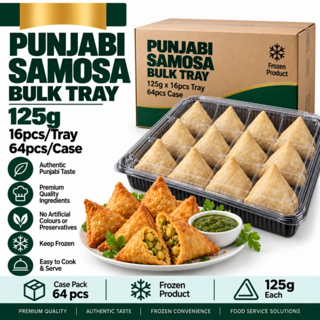 Punjabi Samosa Bulk Trey - 125g (16pcs/Tray - 64pcs/Case)