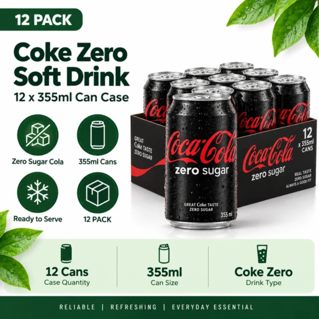 Zero Coke Soft Drink - 12x355ml Can Case