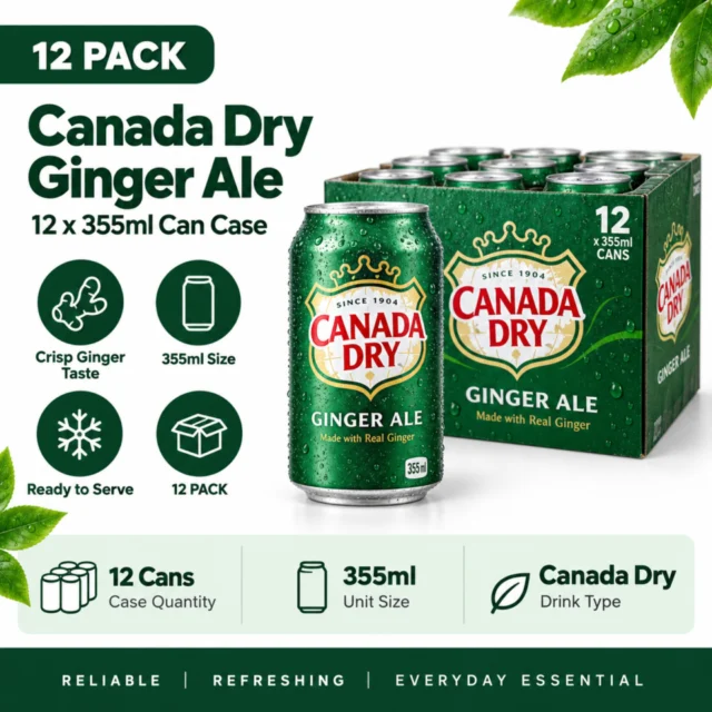 Ginger Ale / Canada Dry Soft Drink - 12x355ml Can Case