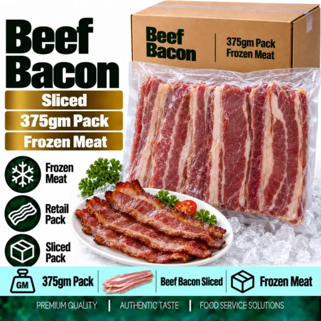 Beef Bacon Sliced 375gm Pack