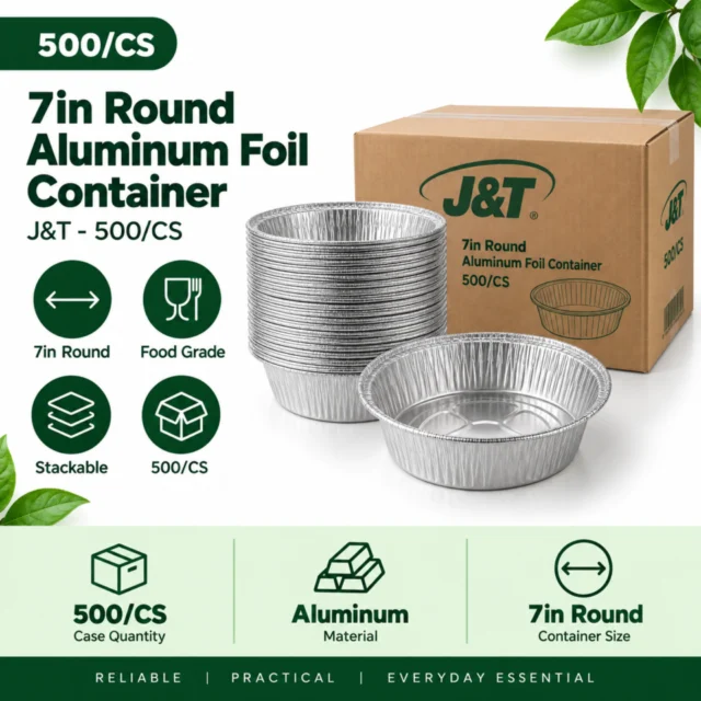 7 Round / 7in Aluminium Heavy Duty Round Foil Container - 500/CS