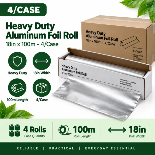 Aluminum Foil Roll Heavy Duty - Width 18 inches – Length 45Cmx100m (4/Case)