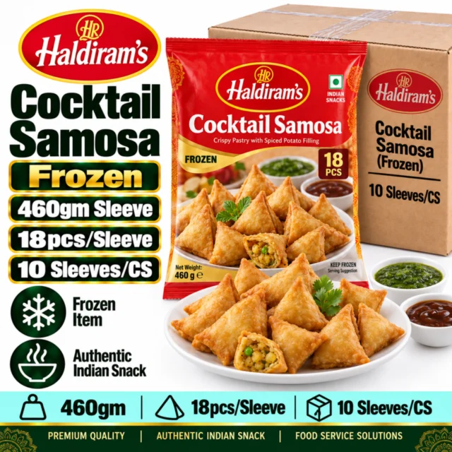 Haldiram Cocktail Samosa (Frozen) Sleeve (460gm) - 18pcs/Sleeve - (10Sleeves/CS)