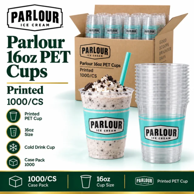 Parlour 16oz Pet Cups - Printed - 1000/CS