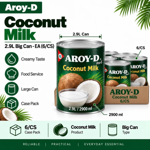 Aroy D Coconut Milk 2900ml / 2.9L Can (Big) EA (6/CS)