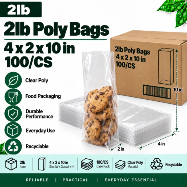 2lb Poly Bags 4x2x10" 100/CS