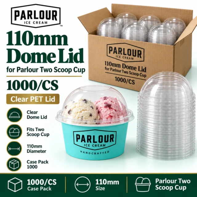 110mm Dome Lid for Parlour Two Scoop Cup - 1000/CS