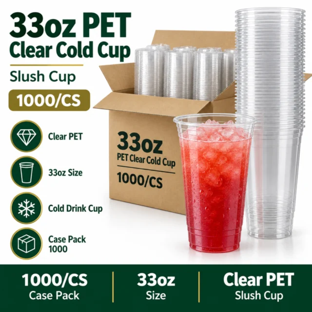 33oz PET Clear Cold Cup / Slush Cup Case - 1000/CS