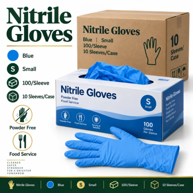 Nitrile Gloves – Blue – Small 100/Sleeve - (10Sleeves/Case)