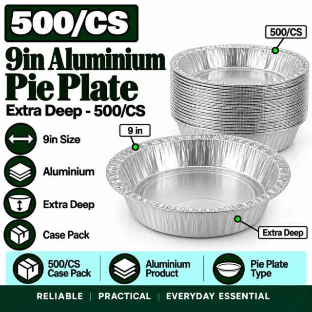 9in Aluminium Pie Plate / Pie Container - Extra Deep - 500/CS
