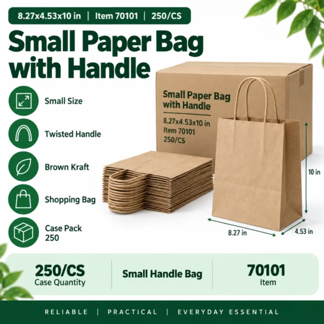 Paper Bag – Small – with Handle 8.27x4.53x10 - 70101 - 250/CS