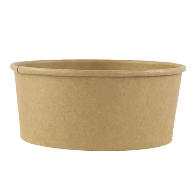 26oz / 150mm PE Kraft Paper Deli Container / Brown / Salad Bowl / Case - 56251 - 360/CS