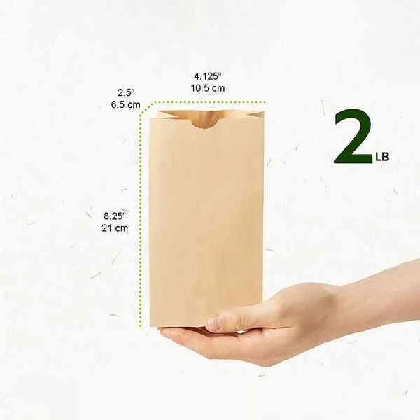 Paper Bag – Number 2 CH (2lb) Kraft 500 pcs Bundle (4 Bundles/CS) / (2000/CS)